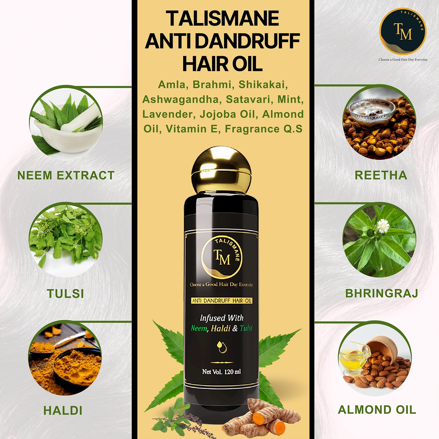 ANTIDANDRUFF HAIR OIL WITH TRIPLE HERBAL POWER