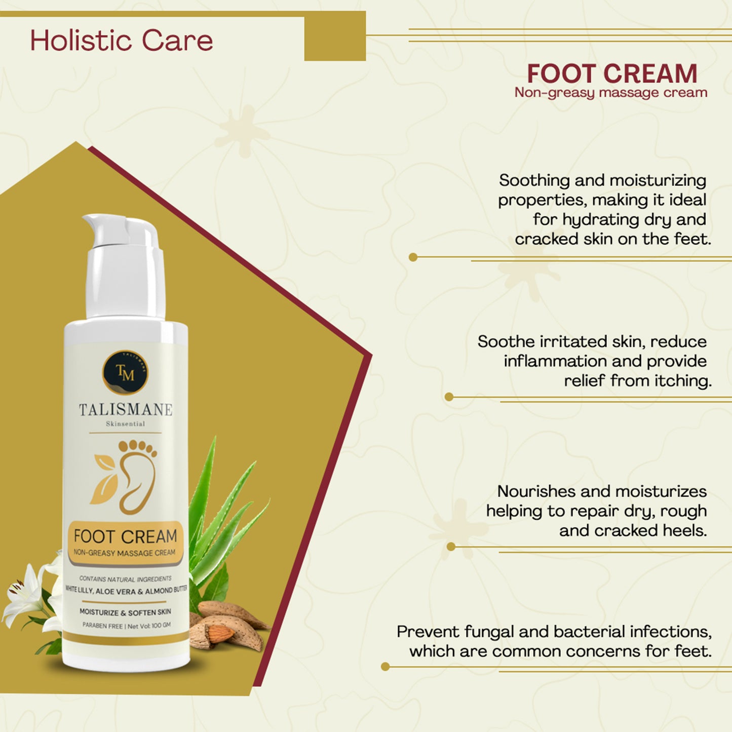 MOISTURISING FOOT CREAM (100 gm)- TALISMANE SKINSENTIAL