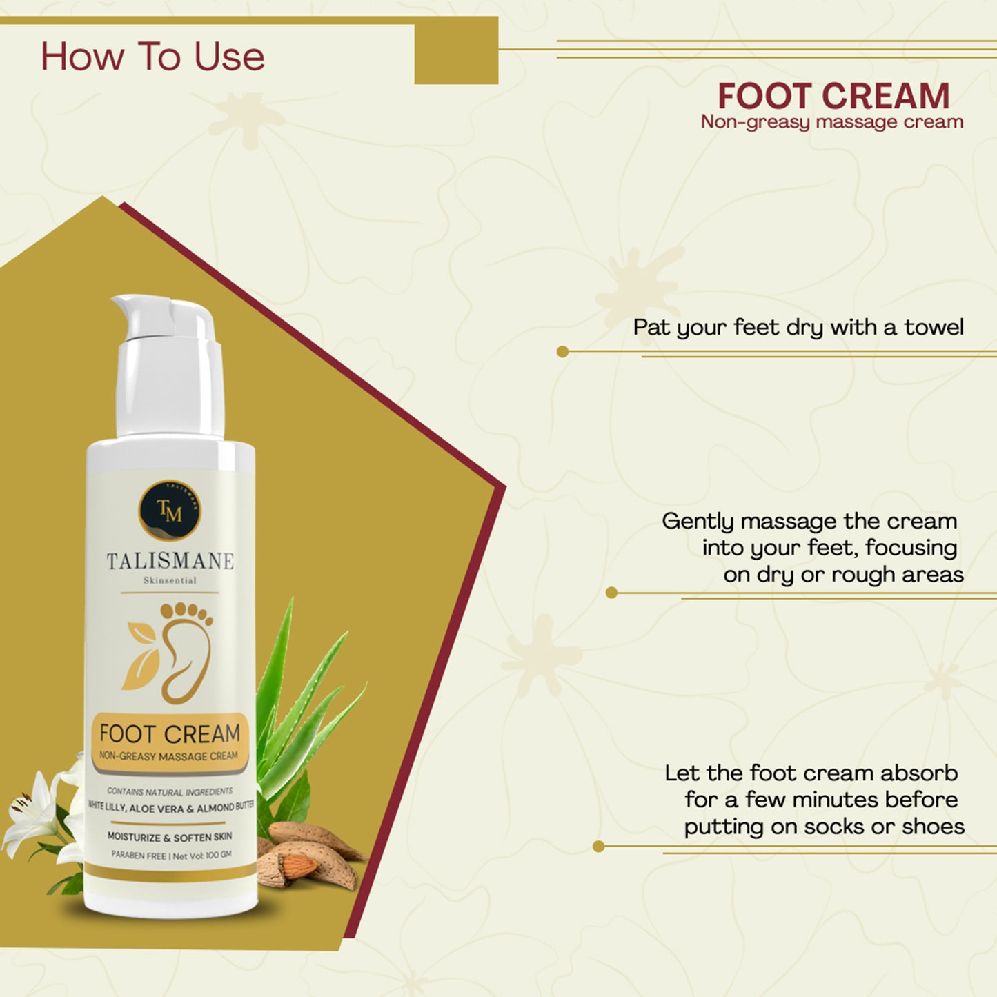 MOISTURISING FOOT CREAM (100 gm)- TALISMANE SKINSENTIAL