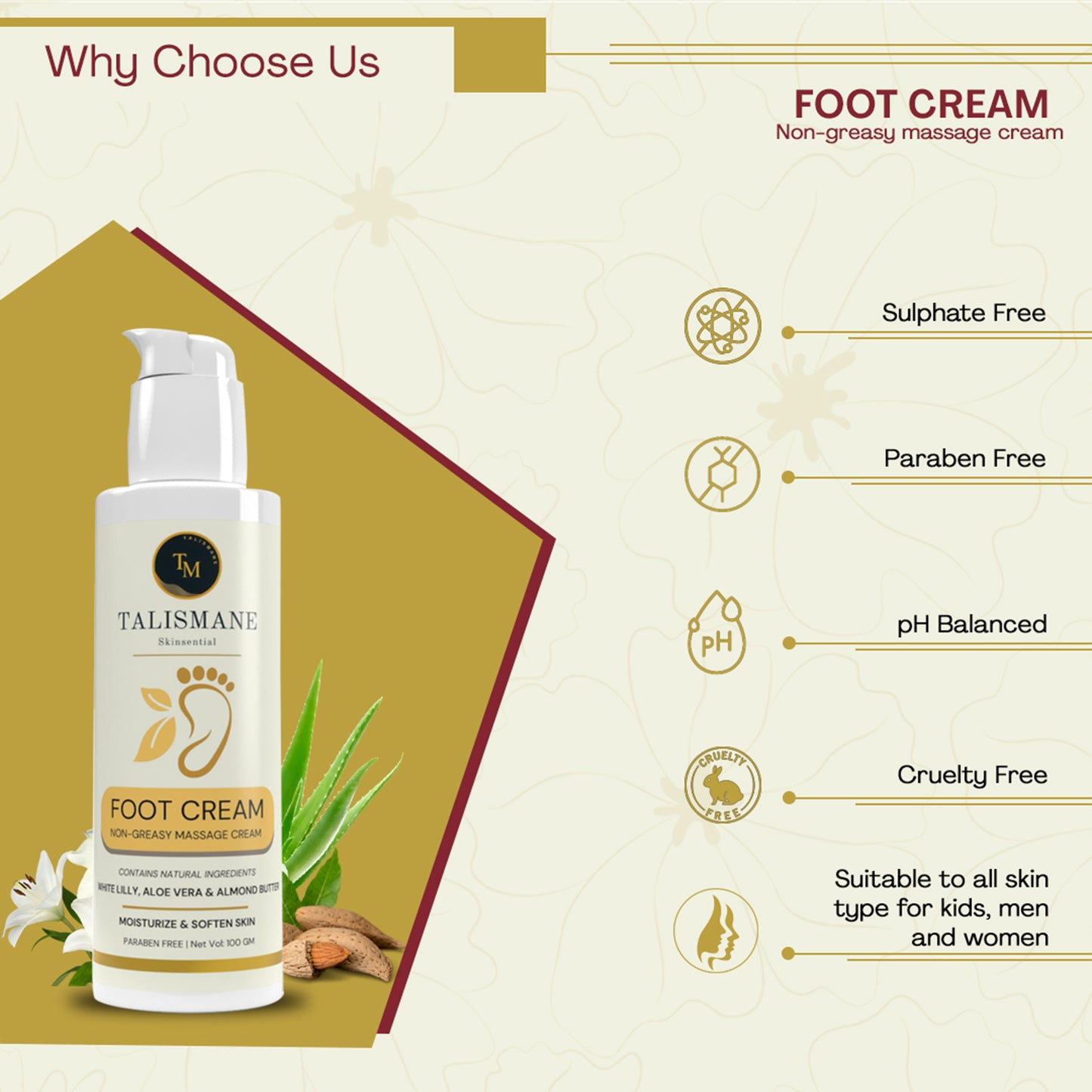 MOISTURISING FOOT CREAM (100 gm)- TALISMANE SKINSENTIAL