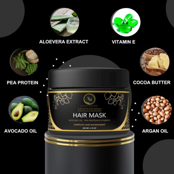 TALISMANE Professional Hair Mask (200 gm)- with Avocado, Pea Protein, Aloe Vera, Vitamin E for Nourishing, Hydrating Hair Treatment for Dry & Damaged Hair, Promotes Hair Growth for Men & Women - Image 5
