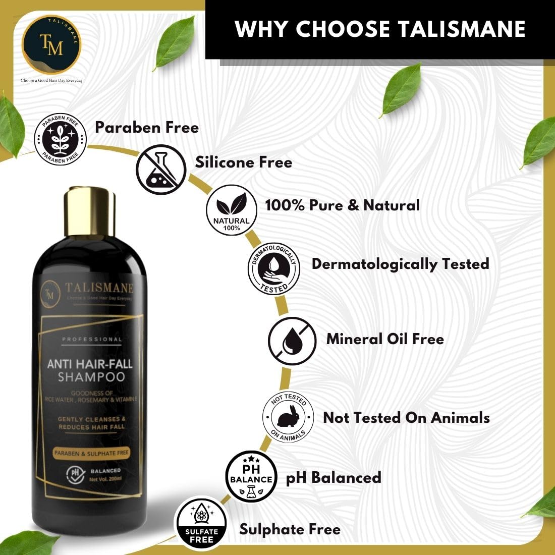 TALISMANE PROFESSIONAL ANTI HAIRFALL SHAMPOO (200ml) - Image 2