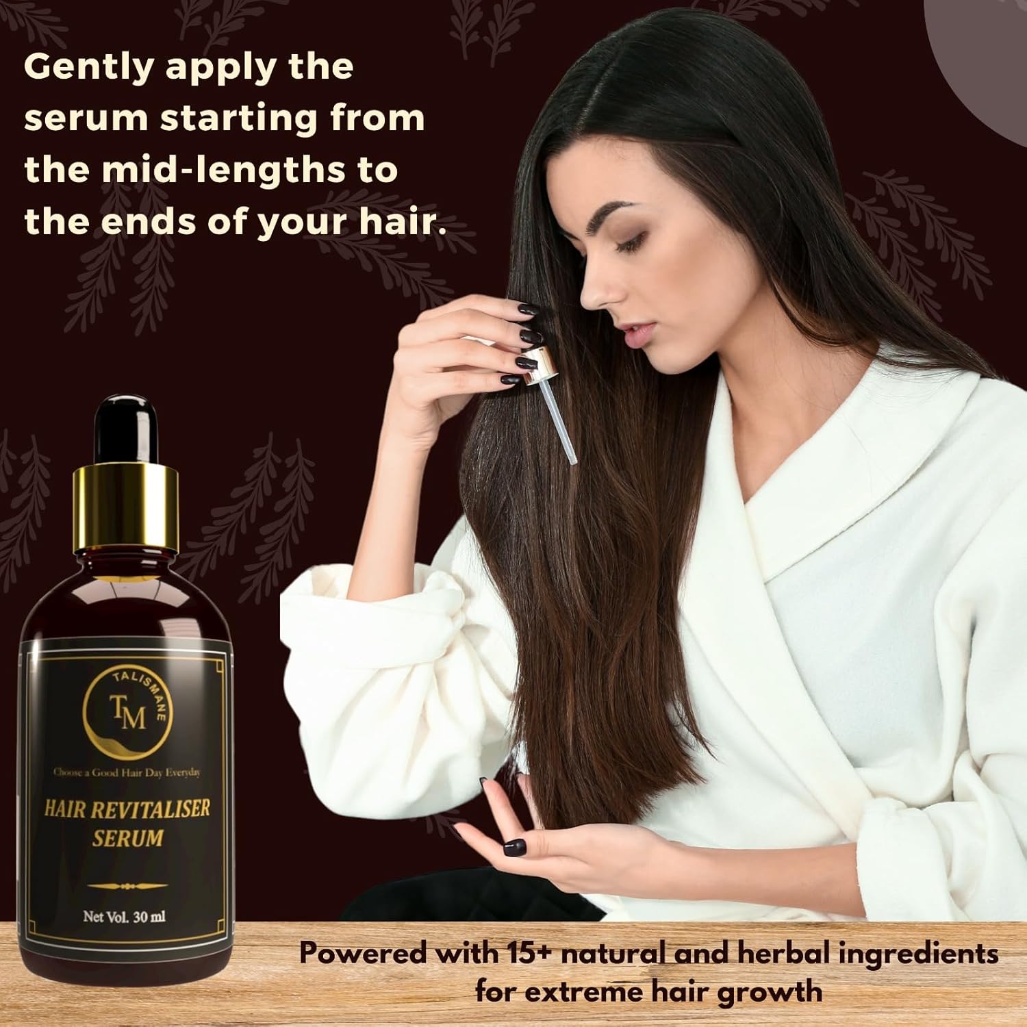 TALISMANE Professional Hair Revitaliser Serum (30ml) – Smoothens with Argan, Jojoba, Rosemary, Tea Tree & Wheat Germ Oil, Enhances Shine, Protects Dry, Frizzy Hair & Promotes Healthy Hair Growth - Image 2
