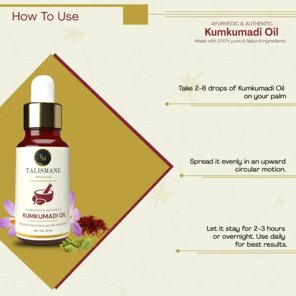 KUMKUMADI AYURVEDIC OIL (30 ml)- TALISMANE SKINSENTIAL - Image 6