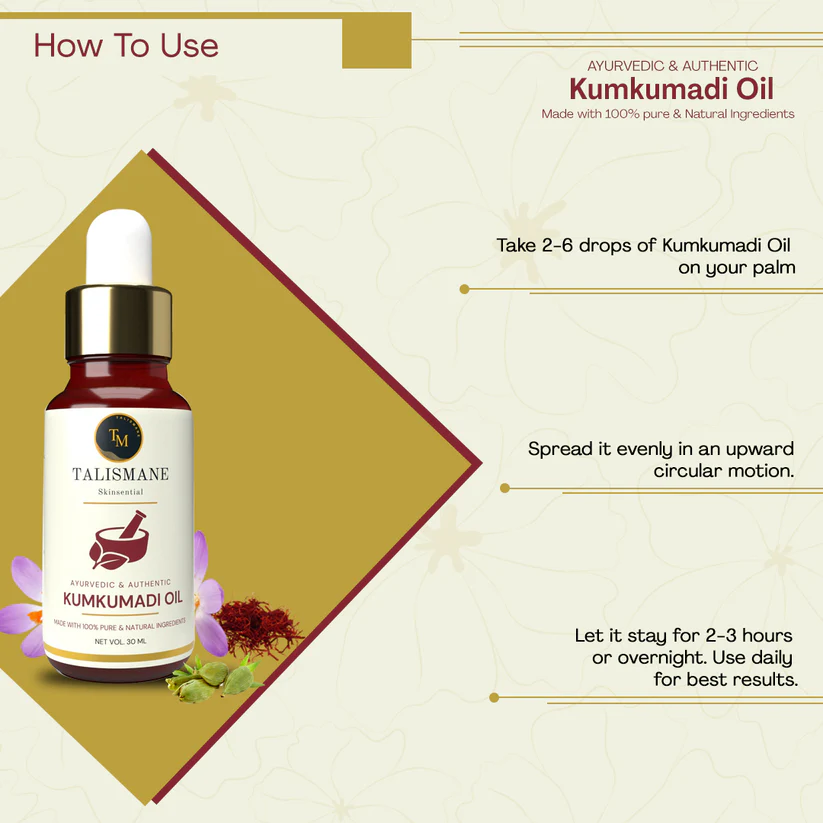 KUMKUMADI AYURVEDIC OIL (30 ml)- TALISMANE SKINSENTIAL - Image 6
